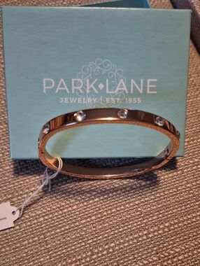 Park Lane Rose Gold-Tone Crystal Accent Bangle